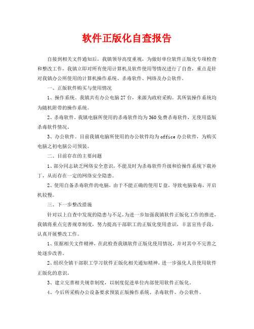 软件正版化自查报告