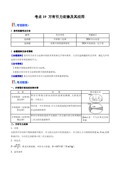 万有引力定律及其应用 (核心考点精讲精练)(教师版) 备战2025年高考物理一轮复习(新高考通用)