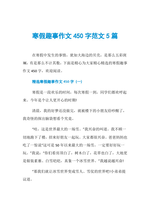 寒假趣事作文450字范文5篇
