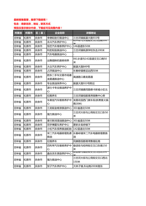 新版吉林省松原市扶余市汽车保养企业公司商家户名录单联系方式地址大全24家