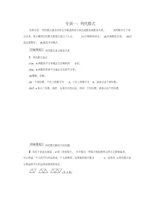 北师大版七年级数学上册典中点第3章阶段强化专训一：列代数式