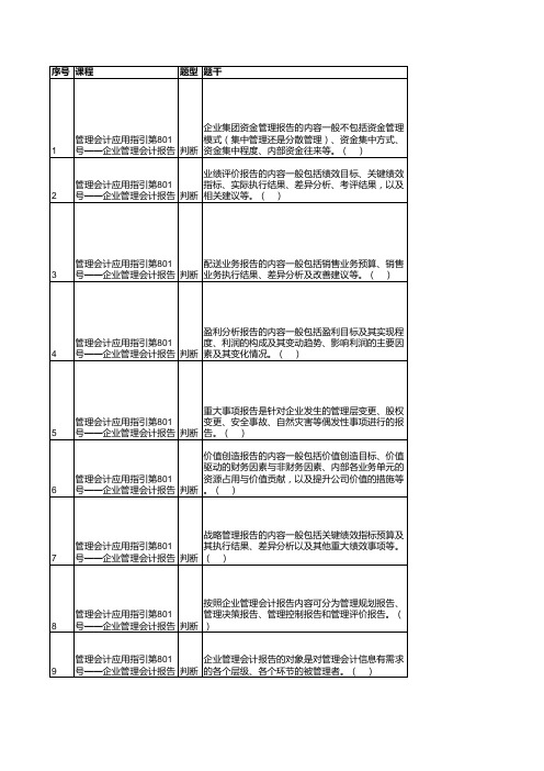 管理会计应用指引第801号——企业管理会计报告