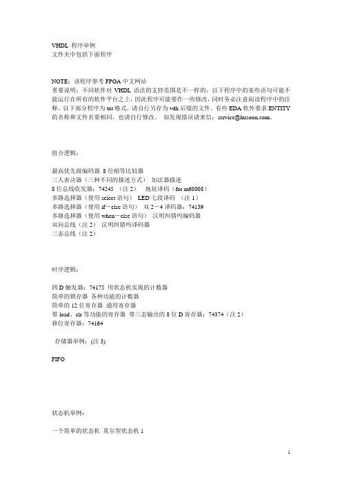 VHDL程序范例使用说明