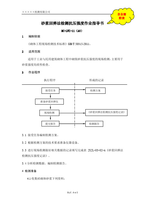 砂浆回弹法检测抗压强度作业指导书(含全部附表)