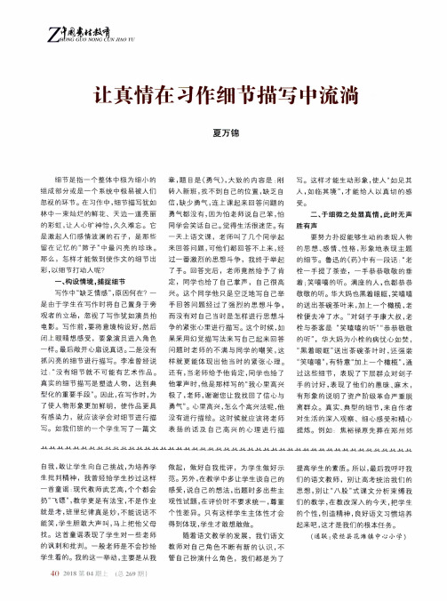让真情在习作细节描写中流淌