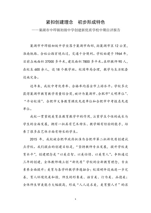 巢湖市中垾初级中学创建新优质学校中期自评报告
