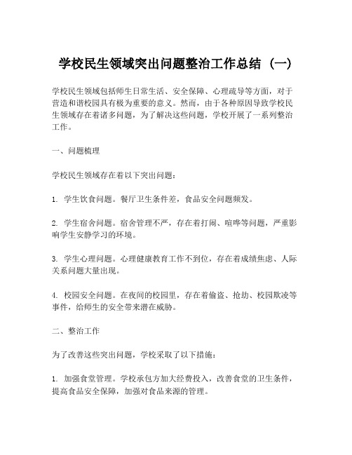 学校民生领域突出问题整治工作总结 (一)