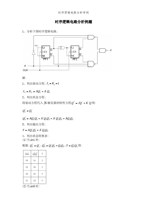 时序逻辑电路分析举例