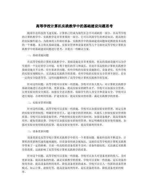 高等学校计算机实践教学中的基础建设问题思考