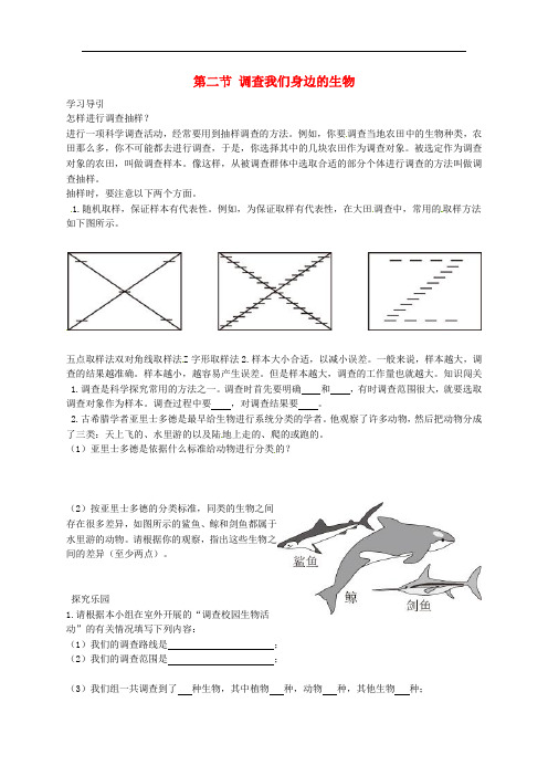 七年级生物上册 1.1.2 调查我们身边的生物教案 (新版)新人教版
