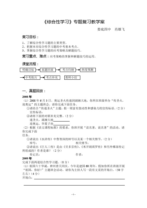 《综合性学习》专题复习教学案