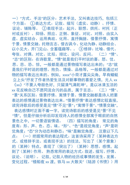 艺术手法,表现手法
