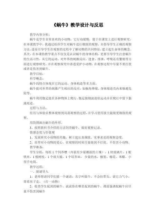 《蜗牛》教学设计与反思