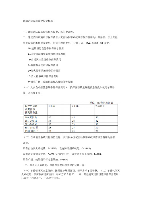 建筑消防设施维护收费标准