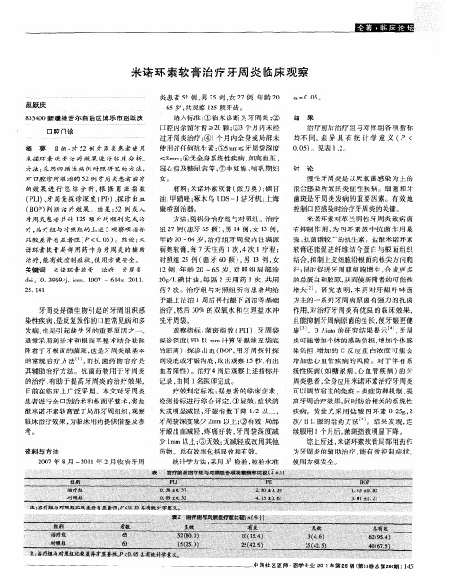 米诺环素软膏治疗牙周炎临床观察