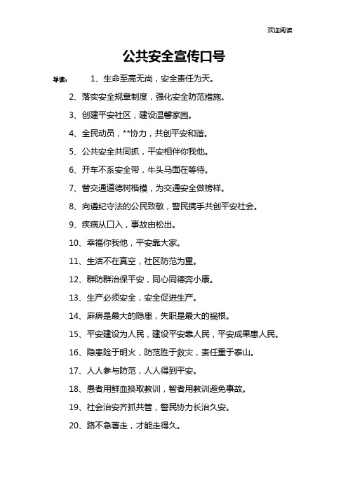 公共安全宣传口号