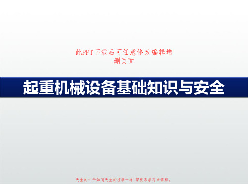 建筑施工起重机械设备基础知识与安全检查要点PPT
