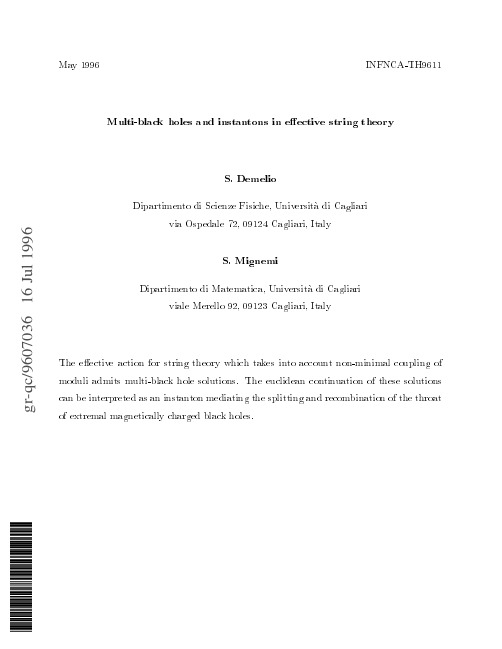 Multi-black holes and instantons in effective string theory