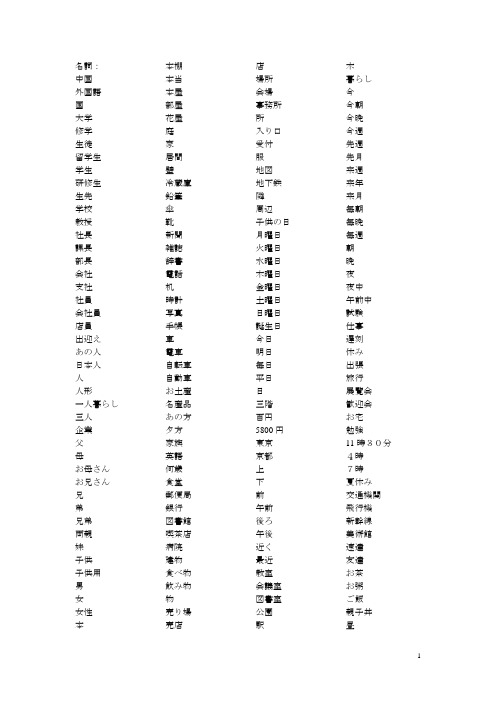 标准日本语1-12课单词