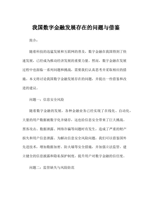 我国数字金融发展存在的问题与借鉴