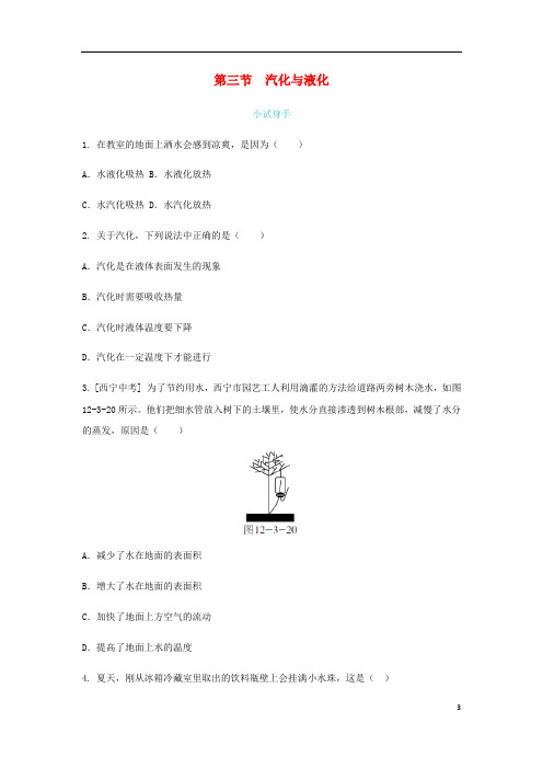 九年级物理全册第十二章第三节汽化与液化练习(新版)沪