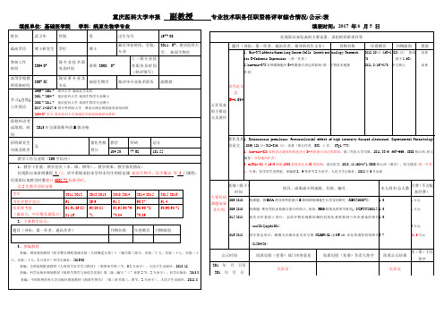重庆医科大学申报副教授专业技术职务任职资格评审综合情规范