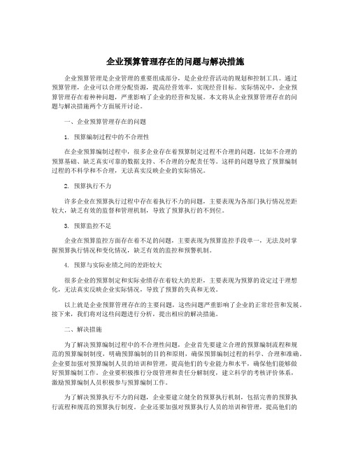 企业预算管理存在的问题与解决措施