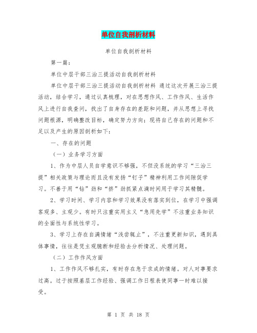 单位自我剖析材料(完整版)