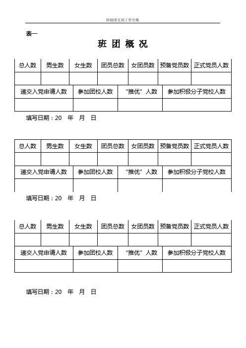 表一 班团概况