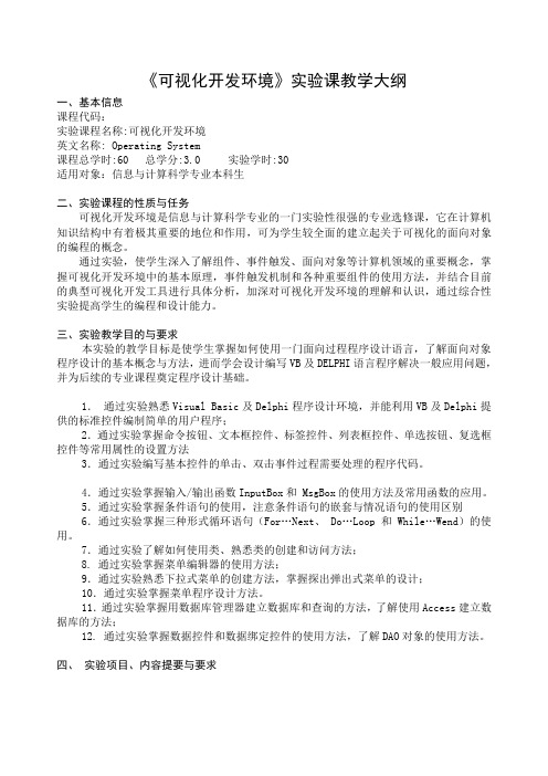 《可视化开发环境》实验课教学大纲(精)