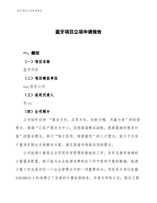 蓝牙项目立项申请报告