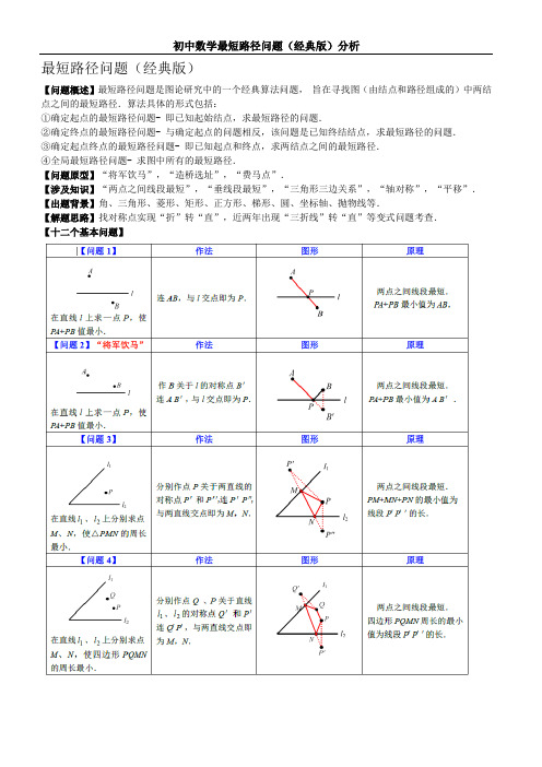 初中数学最短路径问题(经典版)分析