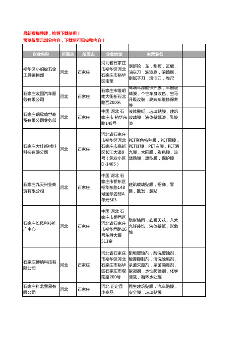 新版河北省石家庄玻璃膜工商企业公司商家名录名单联系方式大全29家