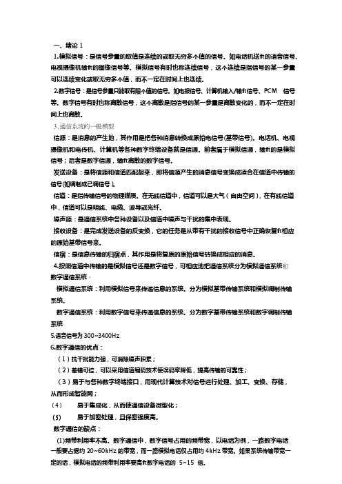 通信公司管理通信原理考试要点