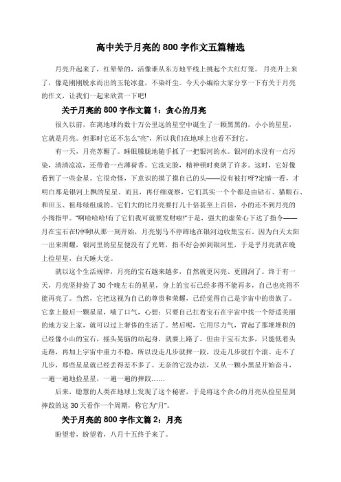 高中关于月亮的800字作文五篇精选
