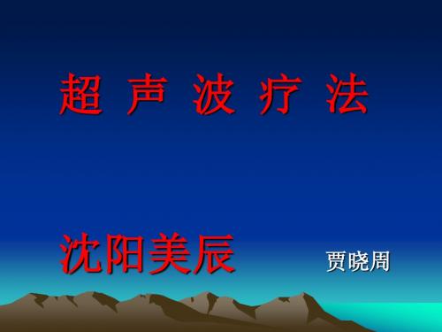 超声波治疗与透药领域新研究PPT课件