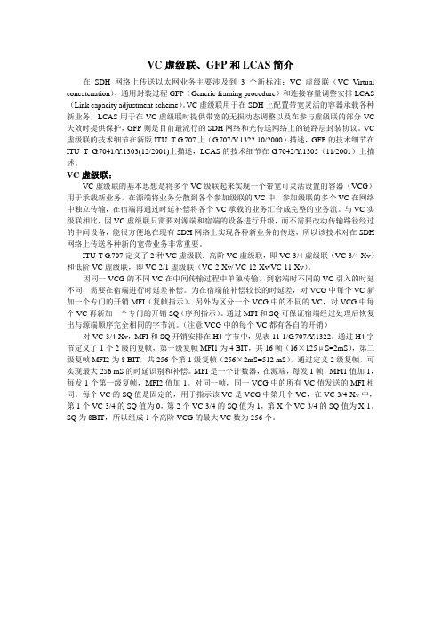 VC虚级联、GFP和LCAS简介