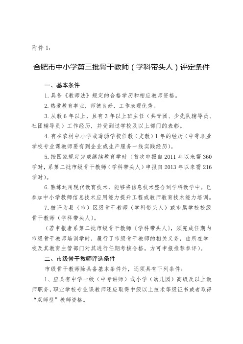 合肥市第三批中小学骨干教师