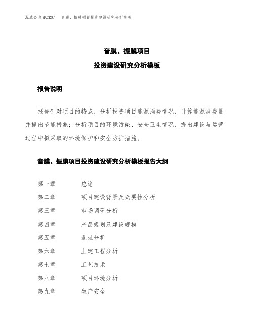 音膜、振膜项目投资建设研究分析模板重点及难点分析