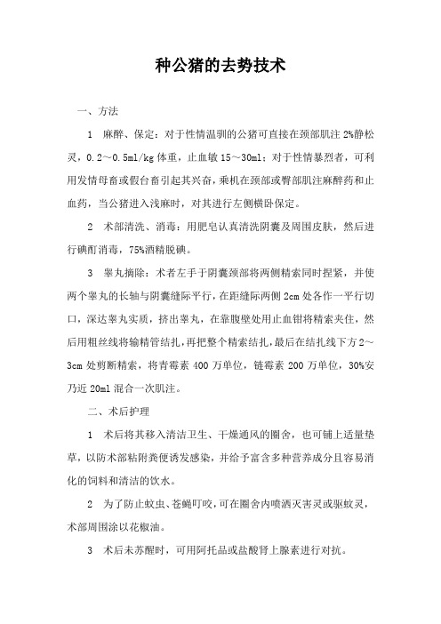 种公猪去势技术
