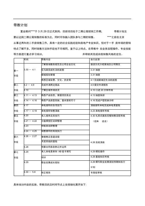 房地产新人带教计划