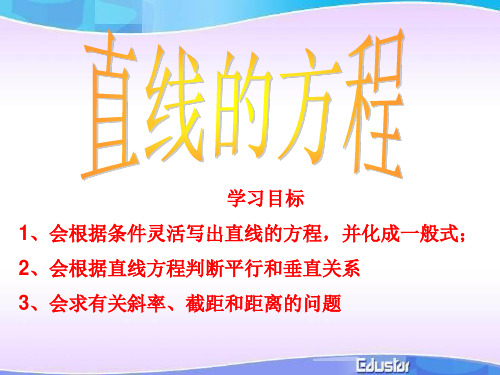 新课标人教A版高中数学必修2直线的方程复习课