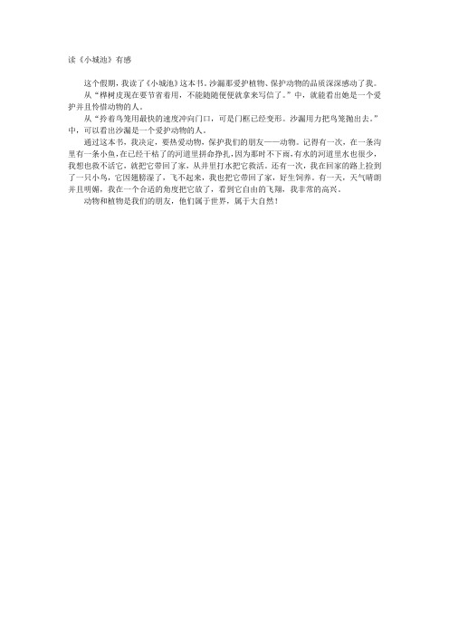 读《小城池》有感