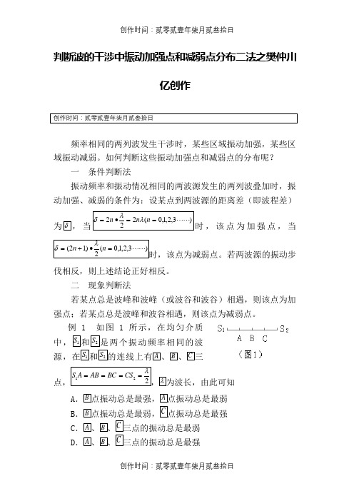 判断波的干涉中振动加强点和减弱点分布二法