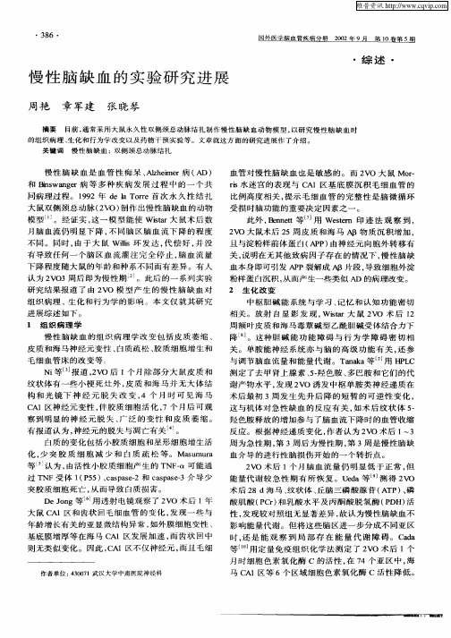 慢性脑缺血的实验研究进展