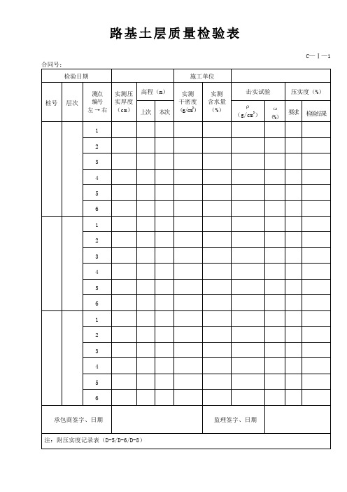 公路工程施工资料C类表格