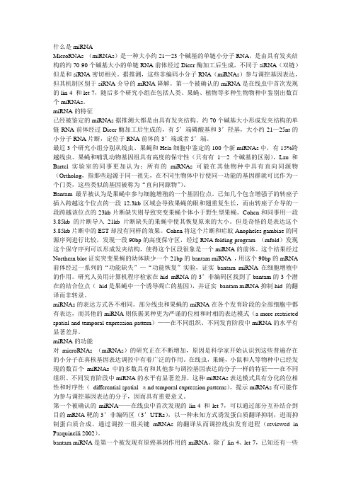 miRNA的特征、功能及作用方式