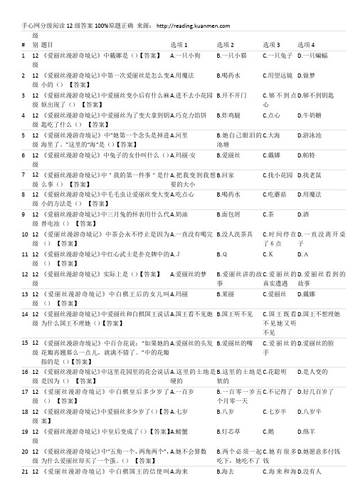 分级阅读12级 答案