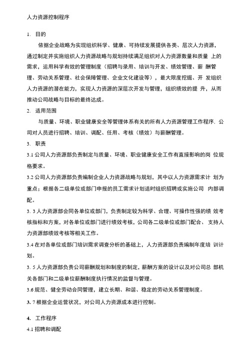 人力资源控制程序