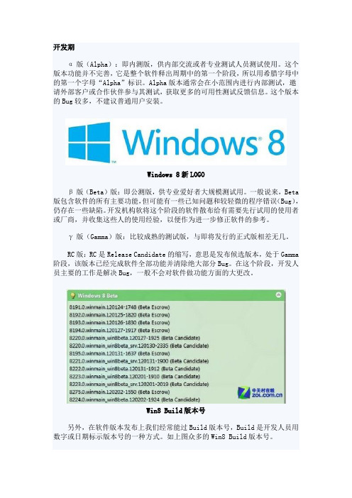 软件开发版本介绍